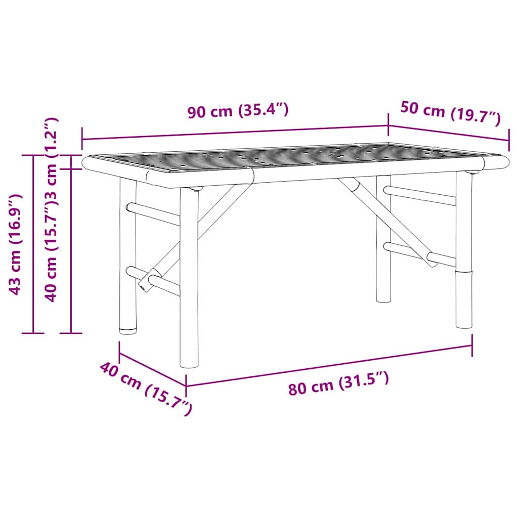 Τραπεζάκι σαλονιού Καφέ 90 x 50 x 43 εκ Μπαμπού