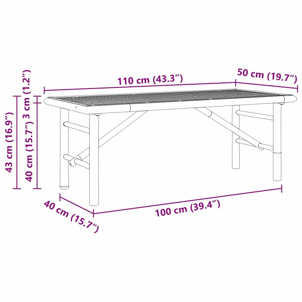 Τραπεζάκι σαλονιού Καφέ 110 x 50 x 43 εκ Μπαμπού
