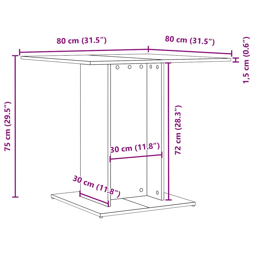 Τραπεζαρία Μαύρη Δρυς 80x80x75 εκ. από Τεχνητό Ξύλο - Pakobazaar
