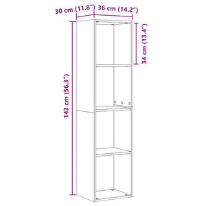 Βιβλιοθήκη Μαύρη Οξυά 143 x 30 x 36 εκ. Επεξεργασμένο ξύλο - Pakobazaar
