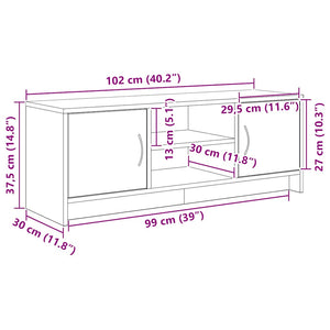 Έπιπλο Τηλεόρασης Μαύρο Δρυς 102x30x37,5 εκ. από Τεχνητό Ξύλο - Pakobazaar