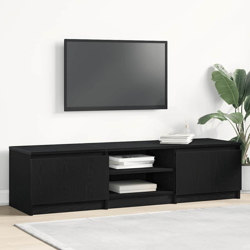 Έπιπλο Τηλεόρασης Μαύρο Δρυς 140x40x36 εκ. από Τεχνητό Ξύλο - Pakobazaar