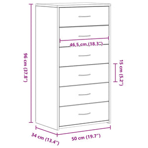 Μπουφές με 6 Συρτάρια Μαύρη Δρυς 50x34x96 εκ. από Τεχνητό Ξύλο - Pakobazaar
