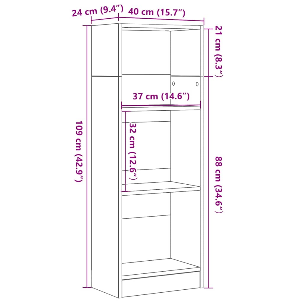Βιβλιοθήκη Μαύρη Δρυς 40x24x109 εκ. από Τεχνητό Ξύλο - Pakobazaar