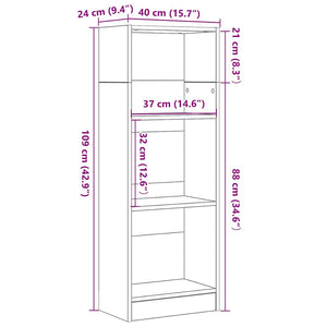 Βιβλιοθήκη Μαύρη Δρυς 40x24x109 εκ. από Τεχνητό Ξύλο - Pakobazaar