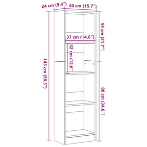 Βιβλιοθήκη Μαύρη Δρυς 40x24x143 εκ. από Τεχνητό Ξύλο - Pakobazaar