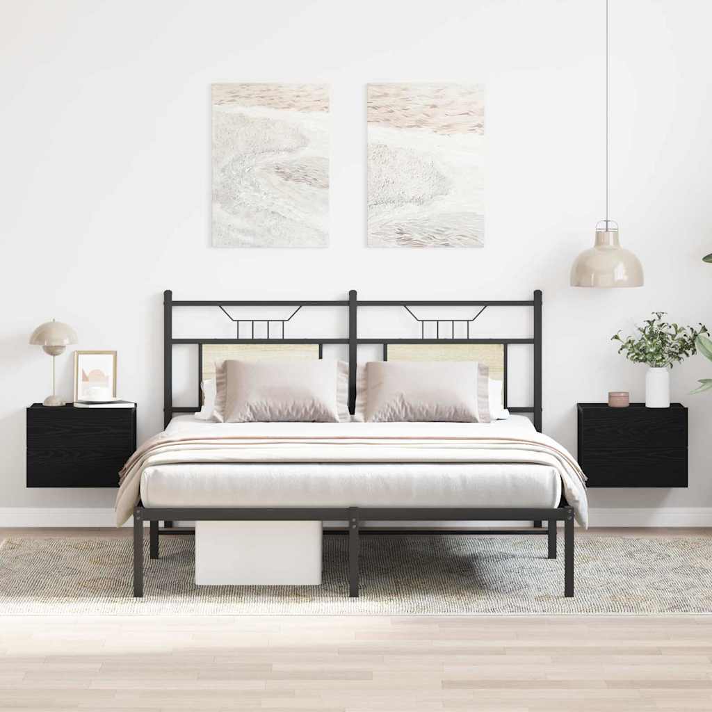 Κομοδίνο 2 pcs Μαύρη Οξυά 40 x 30 x 30 εκ Επεξεργασμένο ξύλο
