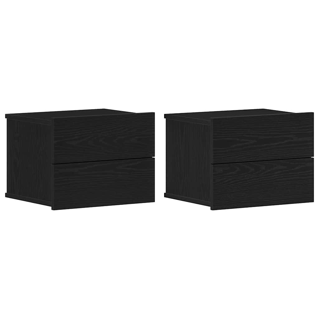Κομοδίνο 2 pcs Μαύρη Οξυά 40 x 30 x 30 εκ Επεξεργασμένο ξύλο
