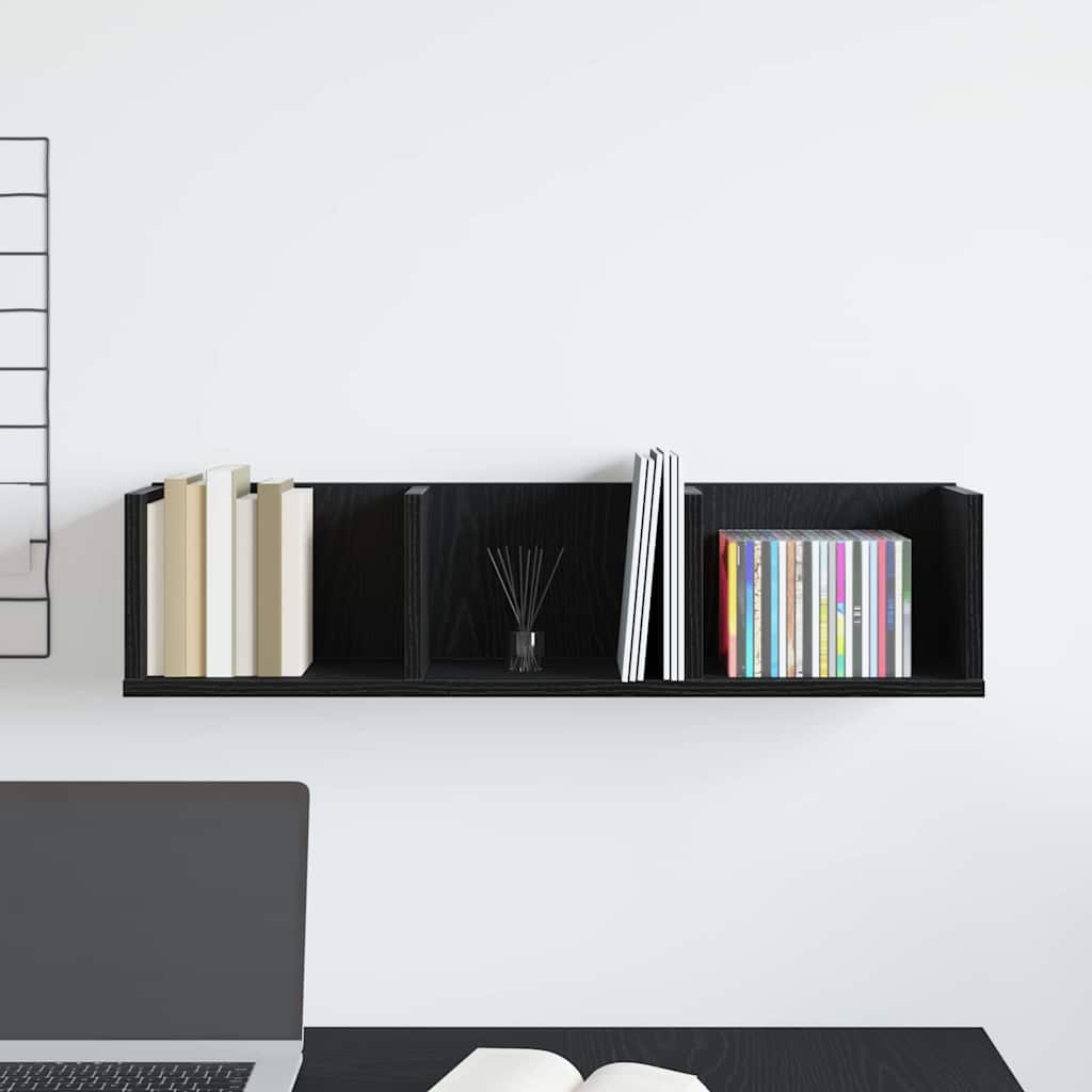Ράφι Τοίχου Μαύρη Οξυά 75 x 18 x 18 εκ. Επεξεργασμένο ξύλο