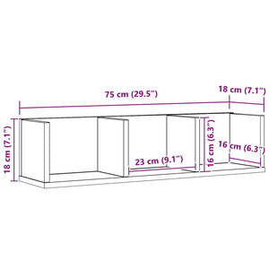 Ράφι Τοίχου Επιτοίχιο Μαύρη Οξυά 75 x 18 x 18 εκ.