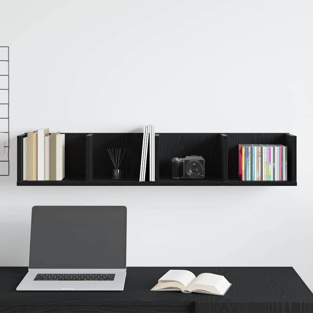 Ράφι Τοίχου Μαύρη Οξυά 100 x 18 x 18 εκ Επεξεργασμένο ξύλο - Pakobazaar
