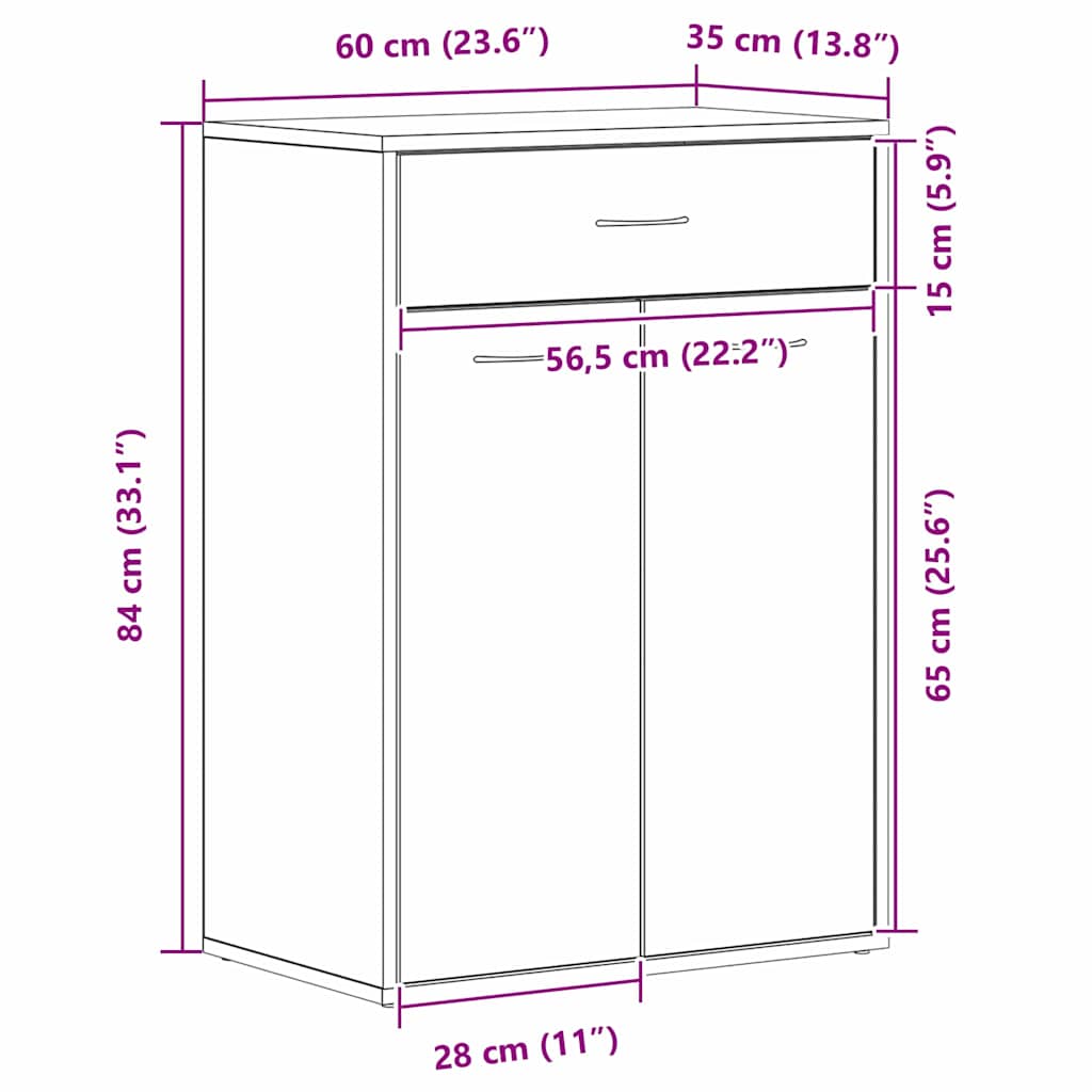 Ράφι Παπουτσιών Μαύρη Οξυά 60 x 35 x 84 εκ. Επεξεργασμένο ξύλο