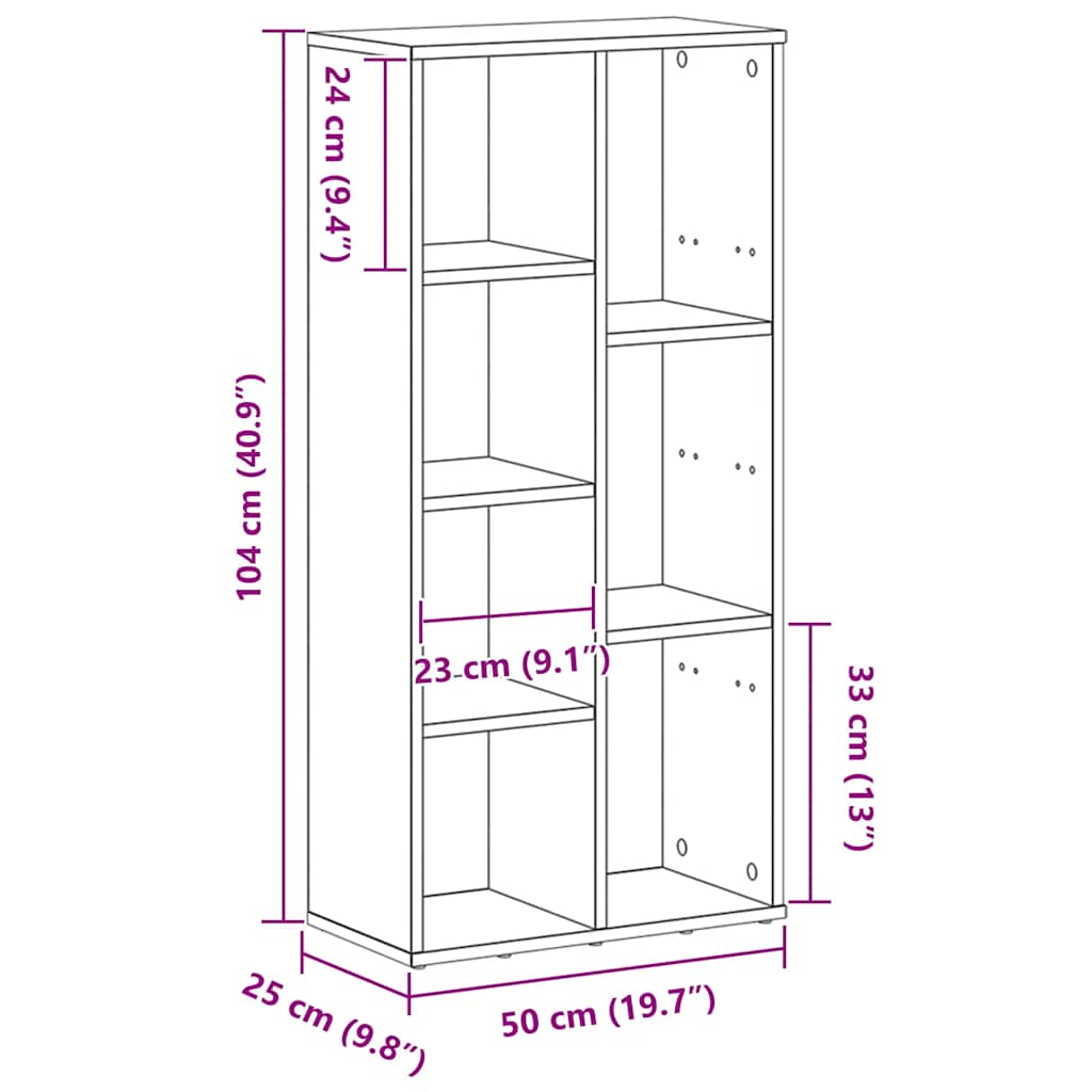 Βιβλιοθήκη Μαύρη Δρυς 50x25x104 εκ. από Τεχνητό Ξύλο - Pakobazaar