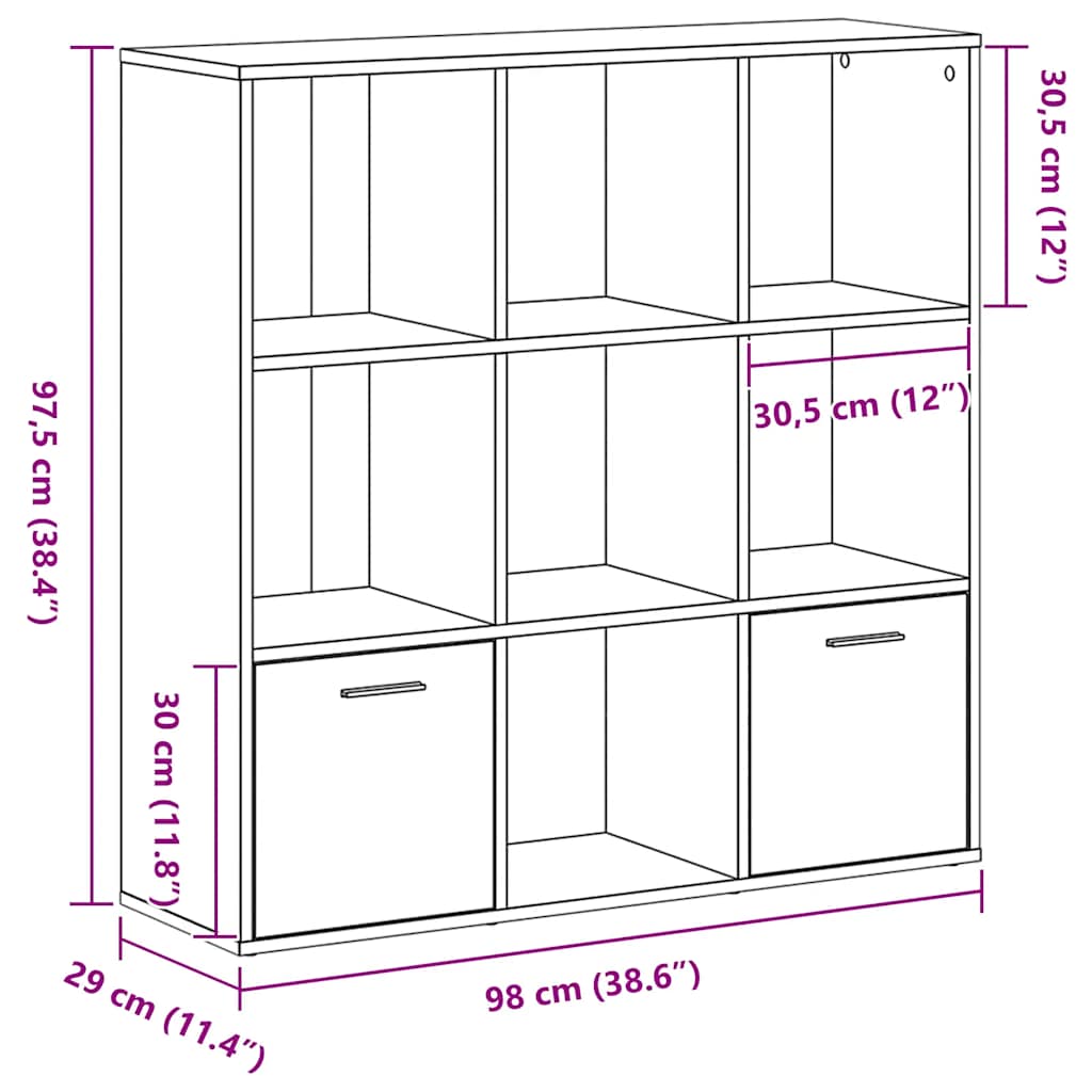 Βιβλιοθήκη Μαύρη Δρυς 98x29x97,5 εκ. από Τεχνητό Ξύλο - Pakobazaar