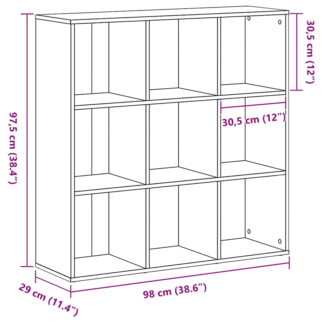 Βιβλιοθήκη Μαύρη Δρυς 98x29x97,5 εκ. από Τεχνητό Ξύλο - Pakobazaar