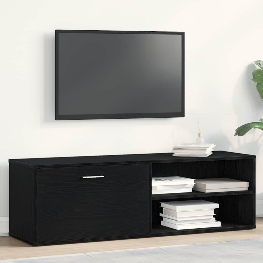 Έπιπλο Τηλεόρασης Μαύρο Δρυς 120x34x37 εκ. από Τεχνητό Ξύλο - Pakobazaar