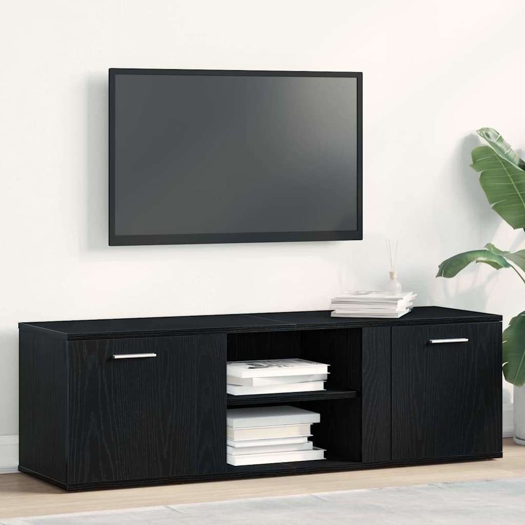 Έπιπλο Τηλεόρασης Μαύρο Δρυς 120x34x37 εκ. από Τεχνητό Ξύλο - Pakobazaar