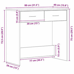 Γραφείο Μαύρη Οξυά Επεξεργασμένο Ξύλο 80 x 40 x 75 εκ.