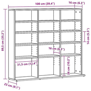 Ντουλάπι για CD Μαύρο Δρυς 100x23x89,5 εκ. από Τεχνητό Ξύλο - Pakobazaar