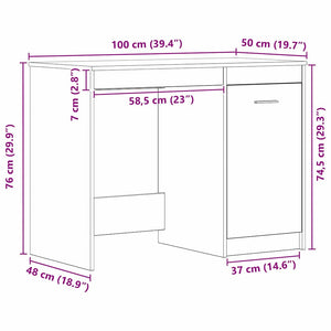 Γραφείο Μαύρη Οξυά 100 x 50 x 76 εκ. Επεξεργασμένο Ξύλο