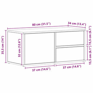 Ντουλάπι TV 80 x 34 x 36 εκ Μαύρη Οξυά Επεξεργασμένο Ξύλο