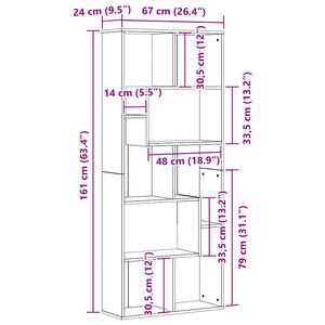 Βιβλιοθήκη Μαύρη Δρυς 67x24x161 εκ. από Τεχνητό Ξύλο - Pakobazaar