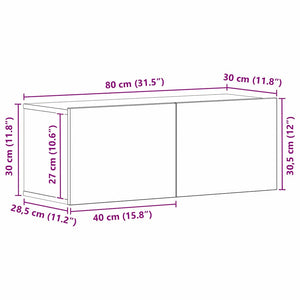 Ντουλάπι TV Μαύρη Οξυά 80 x 30 x 30 εκ Επεξεργασμένο ξύλο - Pakobazaar