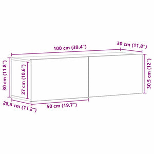 Ντουλάπι TV Μαύρη Οξυά 100 x 30 x 30 cm Επεξεργασμένο ξύλο - Pakobazaar