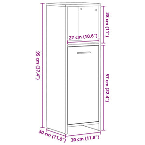Ντουλάπι Μπάνιου Μαύρο Δρυς 30x30x95 εκ. από Τεχνητό Ξύλο - Pakobazaar