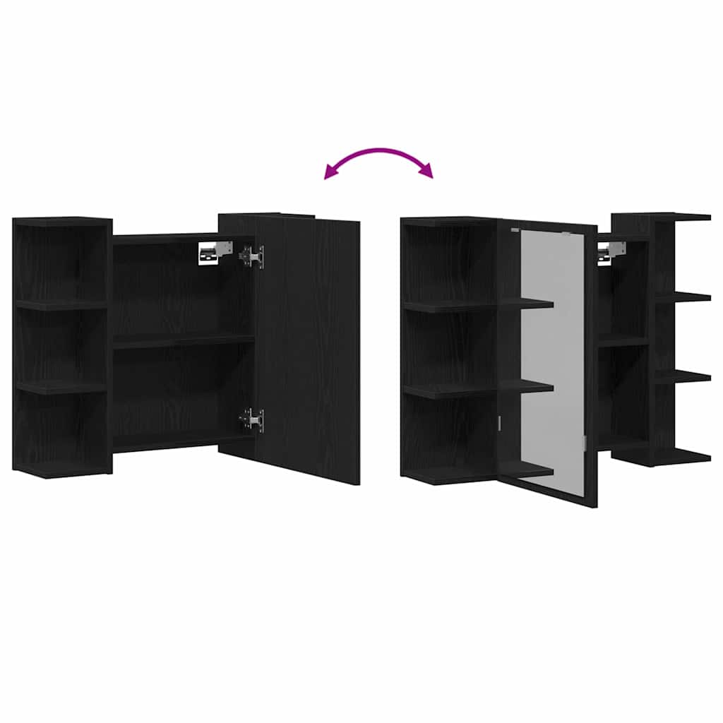 Ντουλάπα Καθρέφτη με ράφι Μαύρη Οξυά 80 x 20,5 x 64 εκ - Pakobazaar