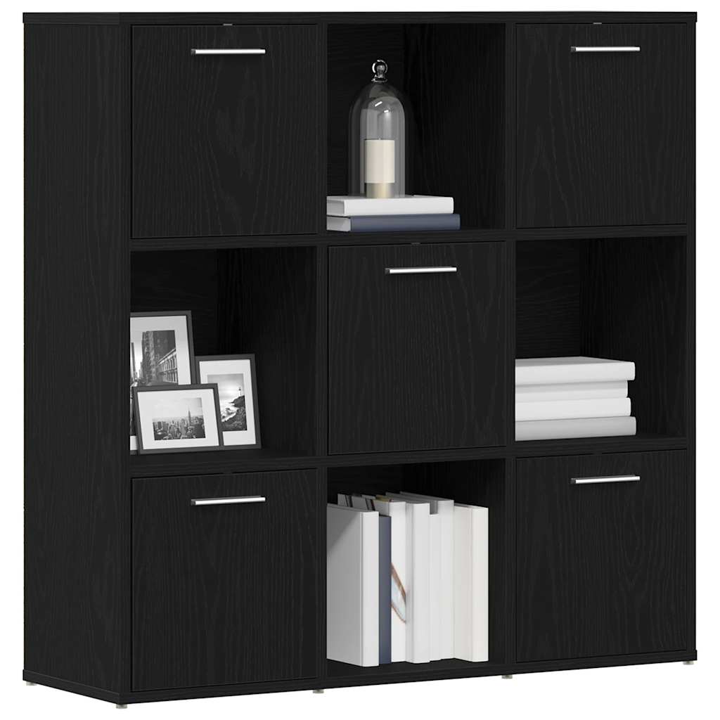 Βιβλιοθήκη Μαύρη Δρυς 90x28x90 εκ. από Τεχνητό Ξύλο - Pakobazaar