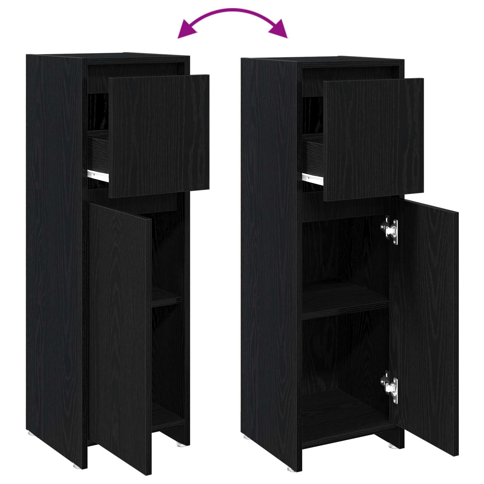 Ντουλάπι Μπάνιου Μαύρη Οξυά 30 x 30 x 95 cm Επεξεργασμένο ξύλο - Pakobazaar