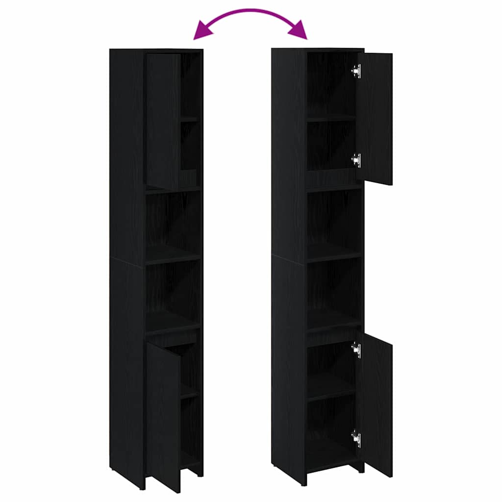 Ντουλάπι Μπάνιου με αποθήκευση Μαύρη Οξυά 30 x 30 x 183,5 εκ. - Pakobazaar