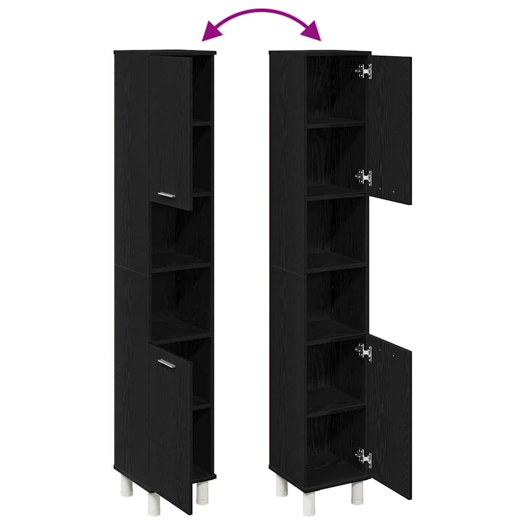 Ντουλάπι Μπάνιου Μαύρη Οξυά 30 x 30 x 179 εκ Επεξεργασμένο ξύλο - Pakobazaar