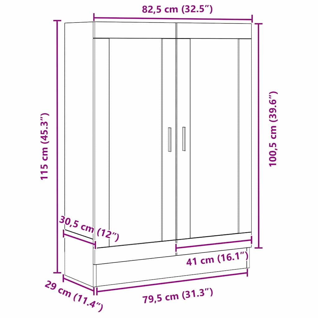 Βιβλιοθήκη Μαύρη Οξυά 82,5 x 30,5 x 115 εκ. Επεξεργασμένο ξύλο - Pakobazaar