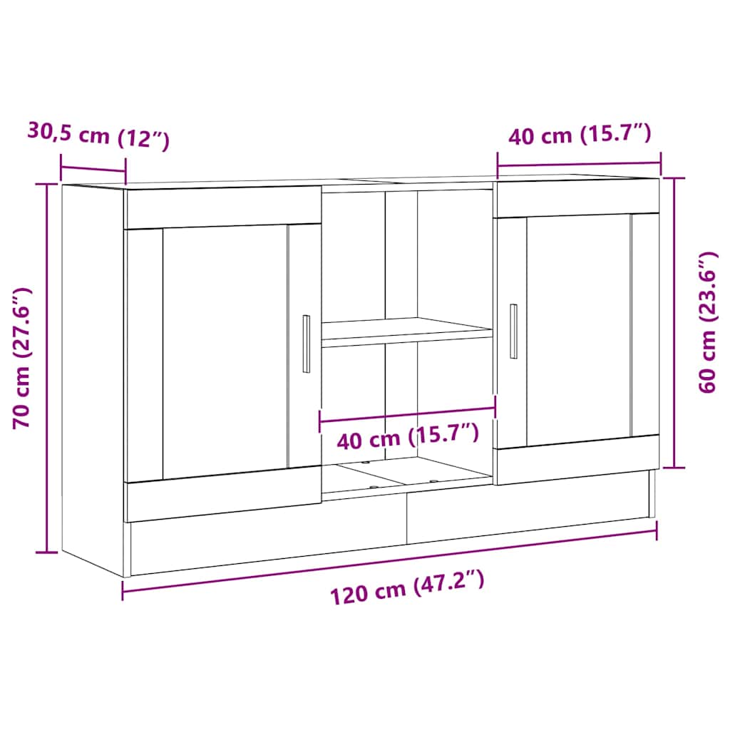 Πλαϊνό γραφείο Μαύρη Οξυά 120 x 30,5 x 70 εκ Επεξεργασμένο ξύλο