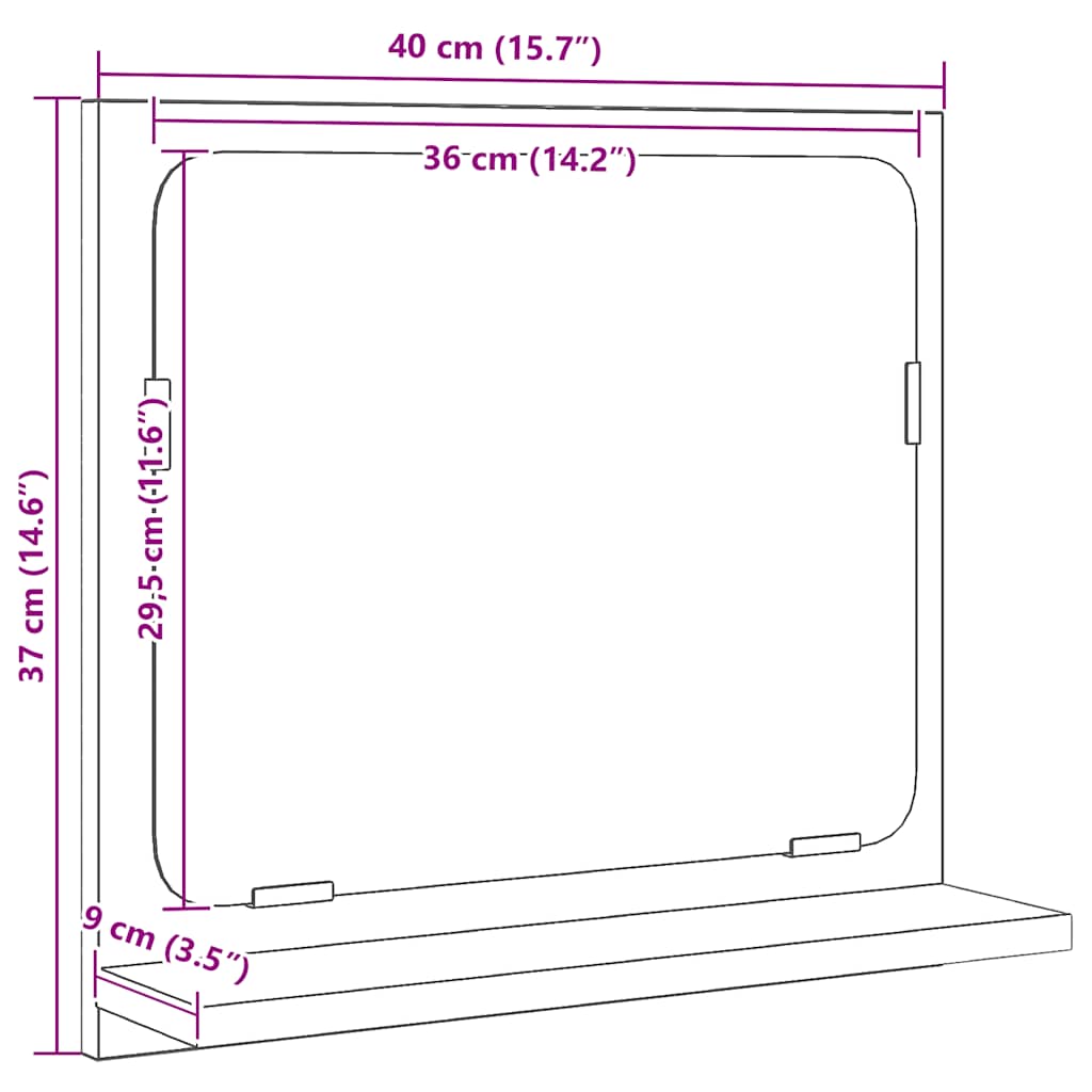 Καθρέφτης Μπάνιου Μαύρος Δρυς 40x10,5x37 εκ. από Τεχνητό Ξύλο - Pakobazaar