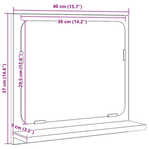 Καθρέφτης Μπάνιου Μαύρος Δρυς 40x10,5x37 εκ. από Τεχνητό Ξύλο - Pakobazaar