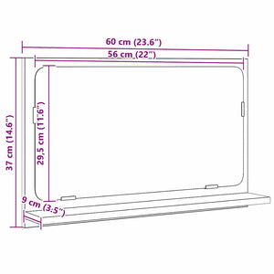 Επιτραπέζιο Καθρέφτη Μαύρη Οξυά 60 x 10,5 x 37 cm