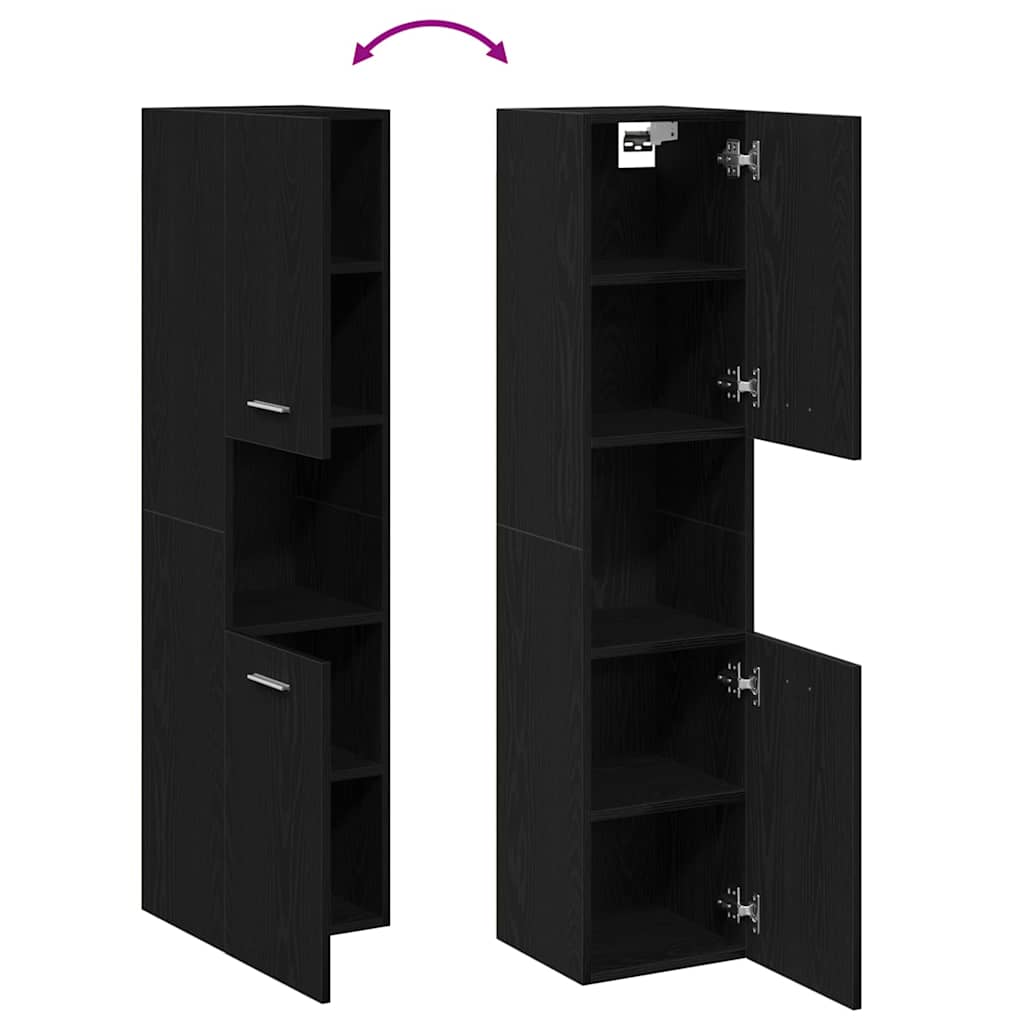 Ντουλάπι Μπάνιου Μαύρη Οξυά 30 x 30 x 130 εκ Επεξεργασμένο ξύλο