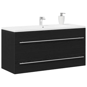 Ντουλάπι Νιπτήρα Μπάνιου Μαύρο Δρυς 100x38,5x48 εκ. από Τεχνητό Ξύλο - Pakobazaar