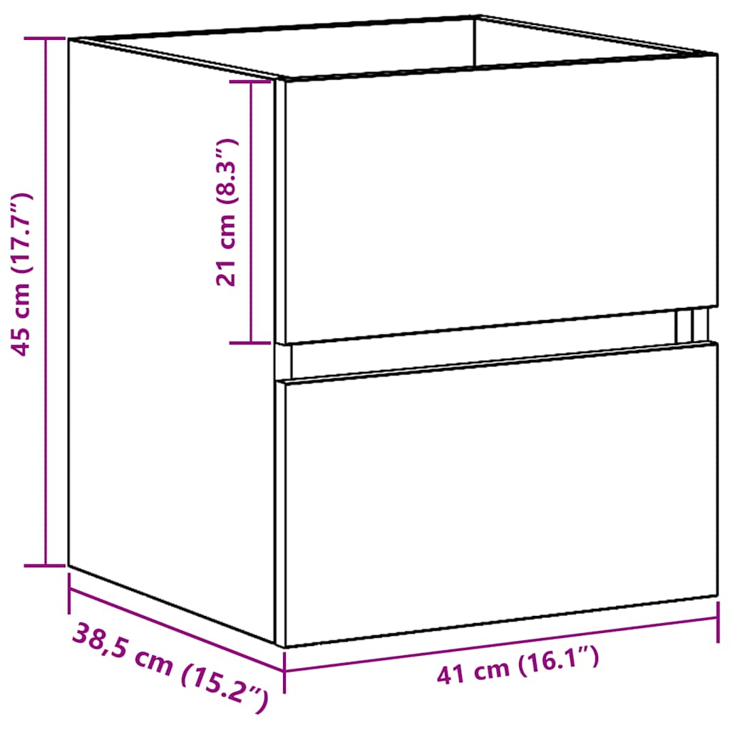 Ντουλάπι Νιπτήρα Μπάνιου Μαύρο Δρυς 41x38,5x45 εκ. από Τεχνητό Ξύλο - Pakobazaar