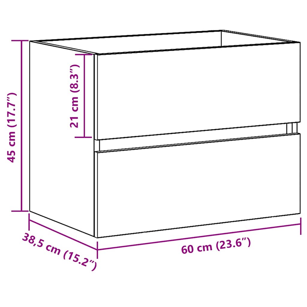 Ντουλάπα Νιπτήρα Mπάνιου Μαύρη Οξυά 60 x 38,5 x 45 cm - Pakobazaar