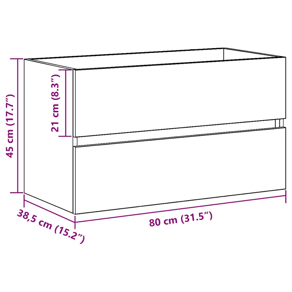 Ντουλάπα Νιπτήρα Mπάνιου Μαύρη Οξυά 80 x 38,5 x 45 cm - Pakobazaar