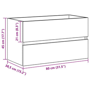 Ντουλάπα Νιπτήρα Mπάνιου Μαύρη Οξυά 80 x 38,5 x 45 cm - Pakobazaar