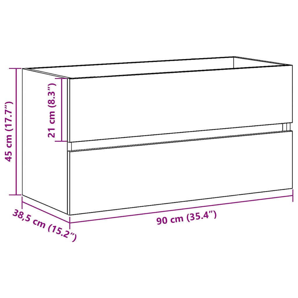 Ντουλάπα Νιπτήρα Mπάνιου Μαύρη Οξυά 90 x 38,5 x 45 cm - Pakobazaar