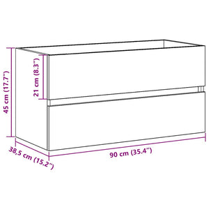 Ντουλάπα Νιπτήρα Mπάνιου Μαύρη Οξυά 90 x 38,5 x 45 cm - Pakobazaar