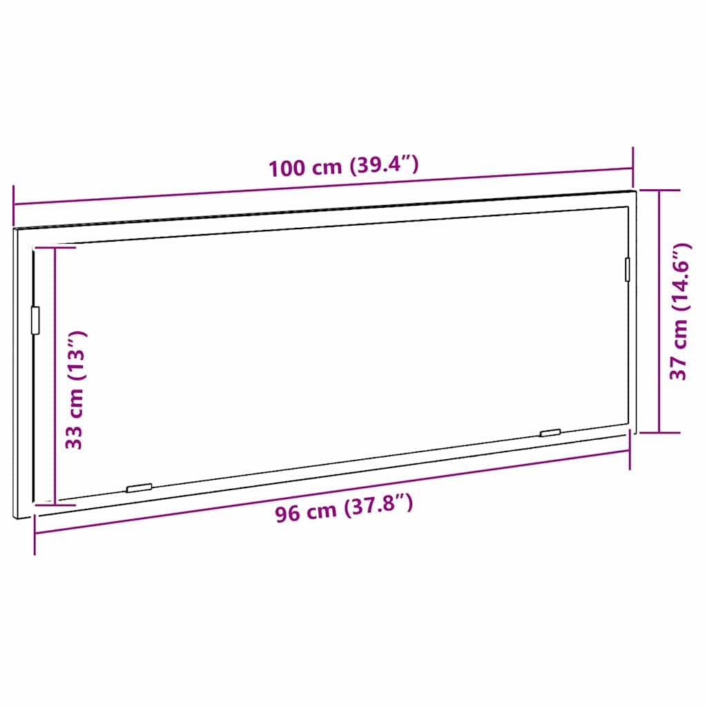 Καθρέφτης μπάνιου LED Μαύρη Οξυά 100 x 8,5 x 37 εκ. Γυαλί - Pakobazaar