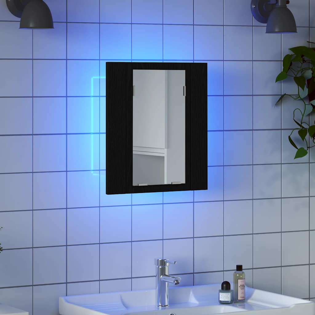 Ντουλάπι Μπάνιου με LED, Μαύρο Δρυς, 40x12x45 εκ. από Τεχνητό Ξύλο - Pakobazaar