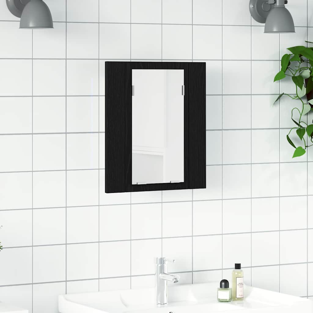 Ντουλάπι Μπάνιου με LED, Μαύρο Δρυς, 40x12x45 εκ. από Τεχνητό Ξύλο - Pakobazaar